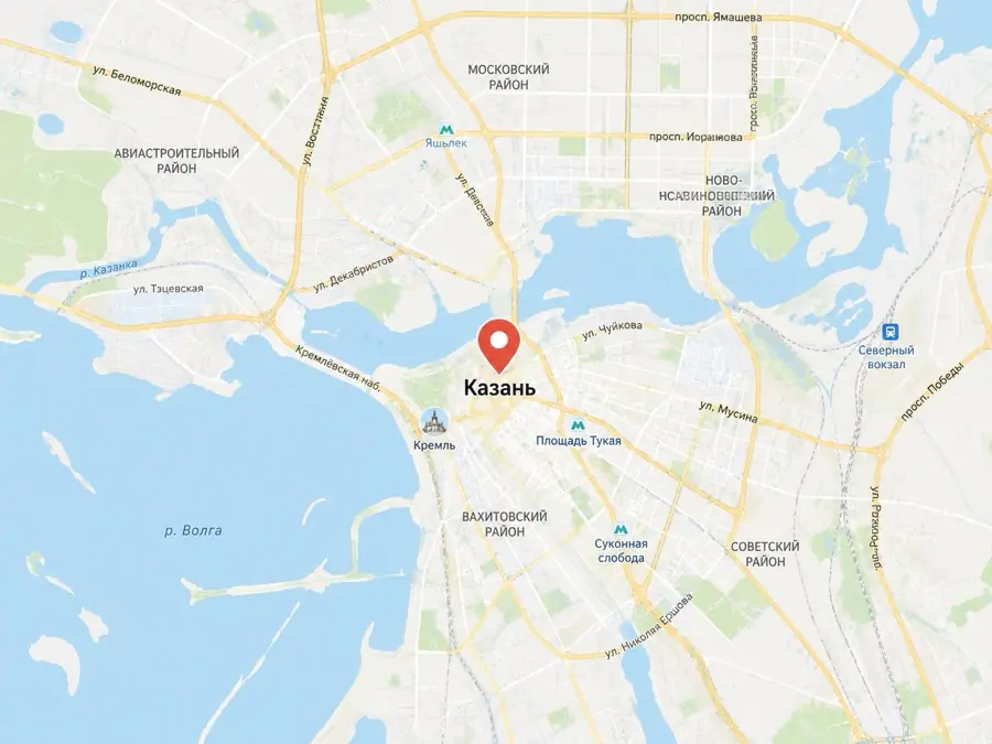 Карта районов выезда по Казани и области